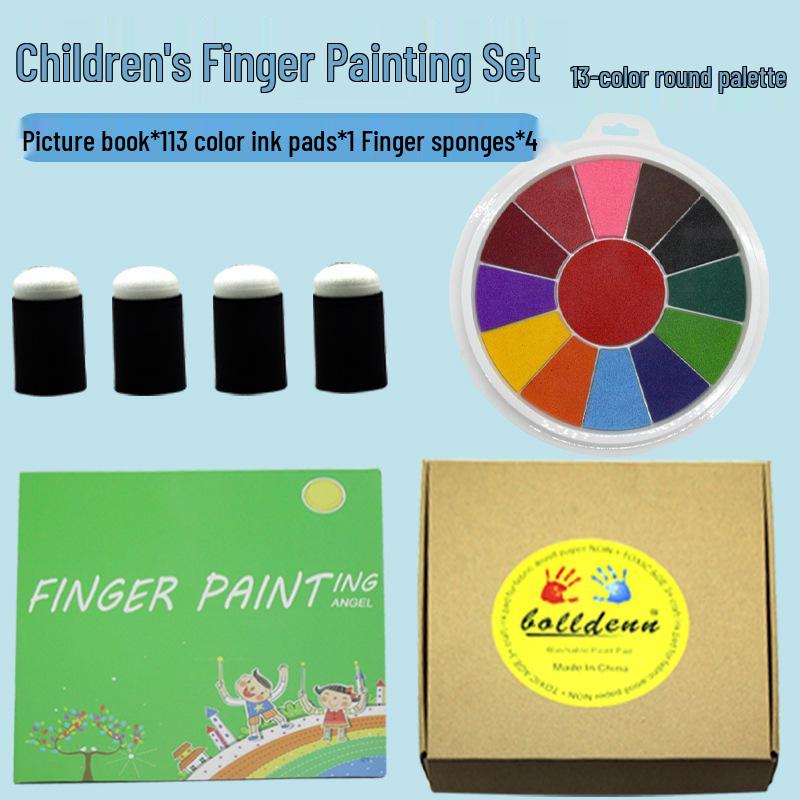 Eco-friendly Washable Six-Color Finger Painting Pad Set for Kids