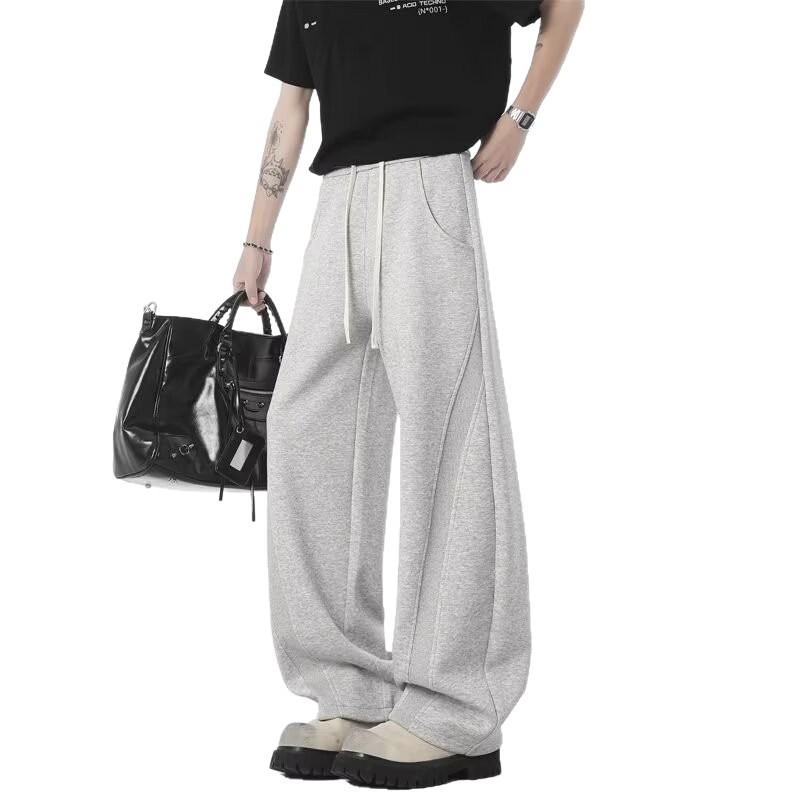 American Deconstruction Solid Color Scimitar Sweatpants Men's Autumn Diagonal Cut Solid Color Loose Straight Versatile Wide-leg Casual Sweatpants