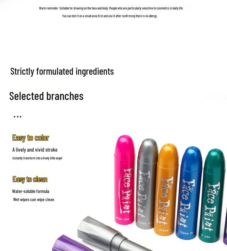 6-Color Body Paint Pen Set for Face & Body Art - Halloween & Christmas