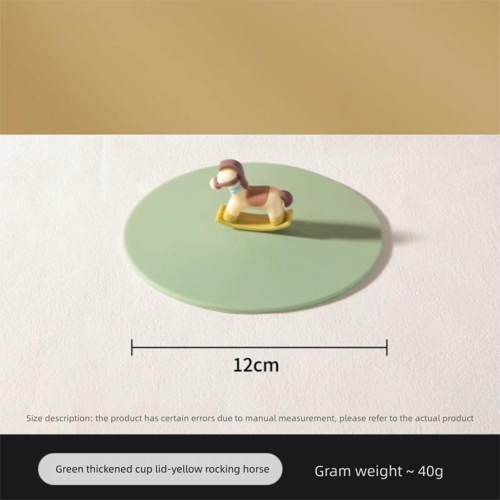 

Непротекающая силиконовая крышка для кружки, термостойкая крышка на присоске, милые герметичные крышки, кофе Green Rocking Horse