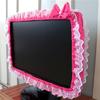 Washable Lace Fabric Computer Frame Cover Monitor Screen Dust Cover With Elastic Pen Pocket Bow Home Decorations