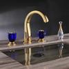Luxury New Basin Faucets Brass Gold Bathroom Faucet Crystal Handle Sink Faucets 3 Hole Hot And Cold Sink Faucet Water Tap