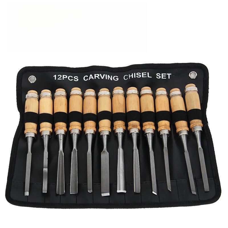 12-Piece Woodworking and Carving Knife & Chisel Set