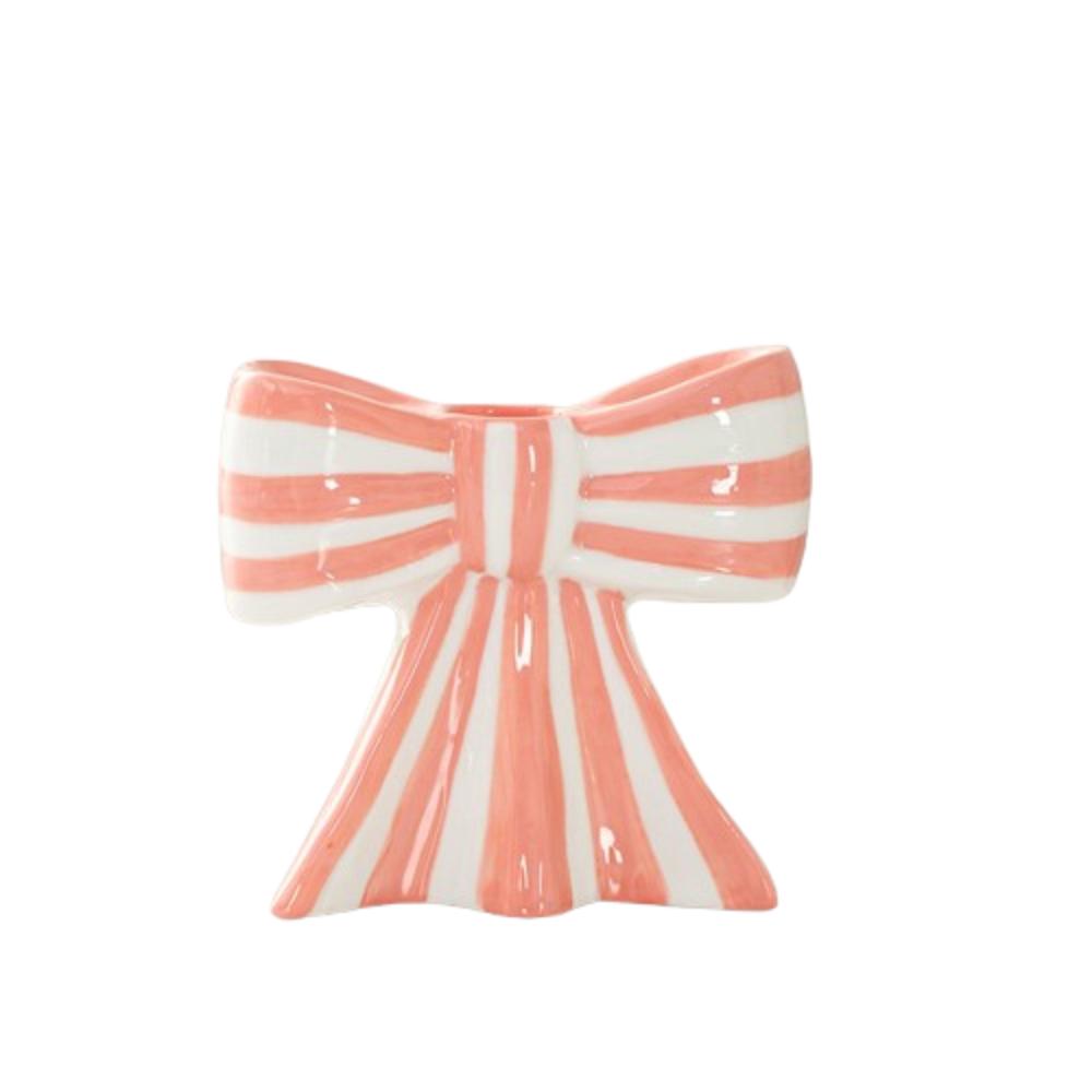 

Керамический подсвечник полосатый подсвечник прочный подсвечник с бантом свадебный ужин при свечах розовый