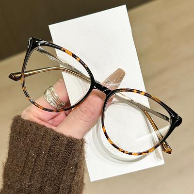Cat-Eye Anti-Blaulicht-Brille Herren Trendige Kurzsichtigkeitsbrille Brillengestell mit Augenlinsen Flache Lichtbrille Damen M9010