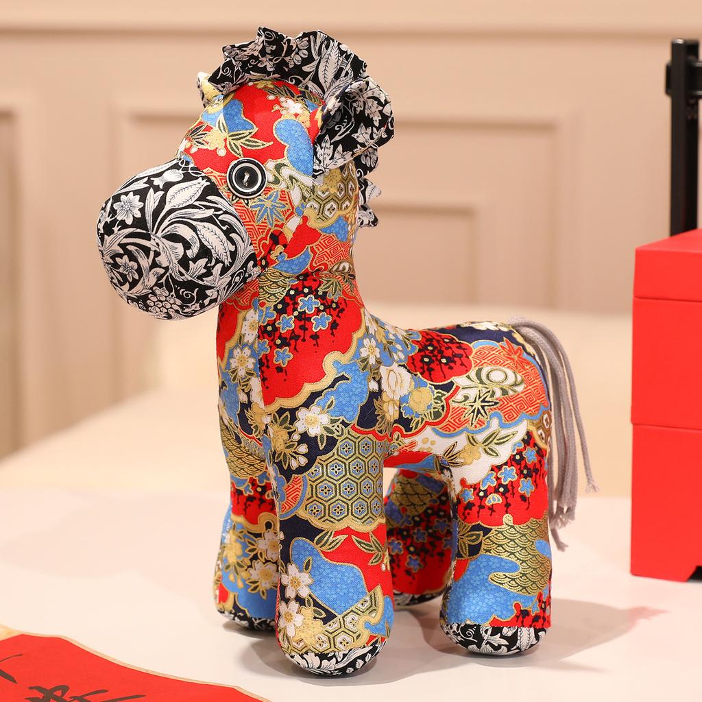 Folk Flower Cloth Horse Doll Year of the Horse Mascot Doll Plush Toy Zodiac Cloth Art Horse Doll Gift