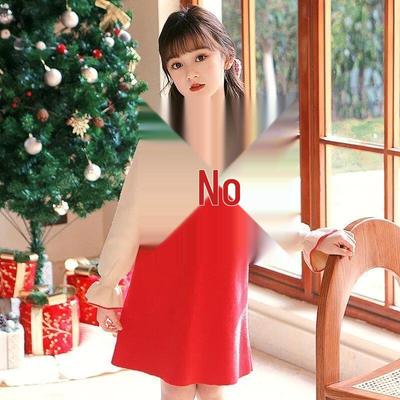 Girls' Long-Sleeve Knitted Lace Sweater Dress for Autumn/Winter - College Style