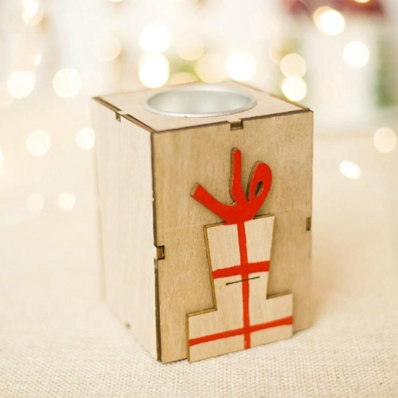 Candlestick Candle Holder Wooden Candelabrum Christmas Mini Creative Beautiful Table Santa Claus