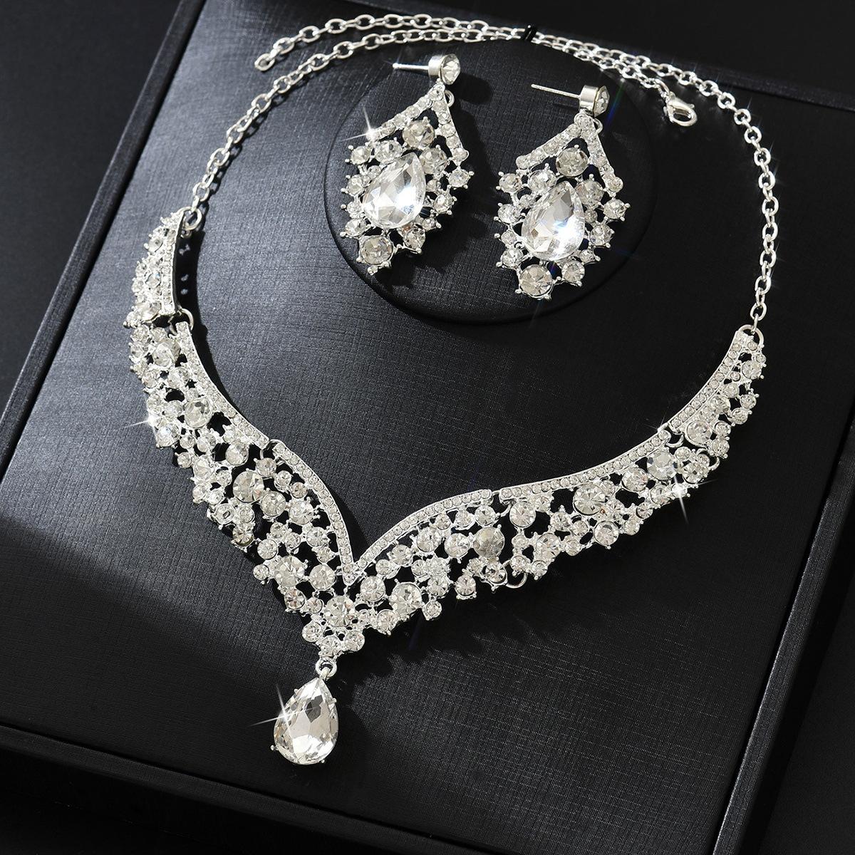 

Винтажные украшения, преувеличенные серьги, ожерелье, большой комплект, роскошные украшения из кристаллов, банкетная одежда