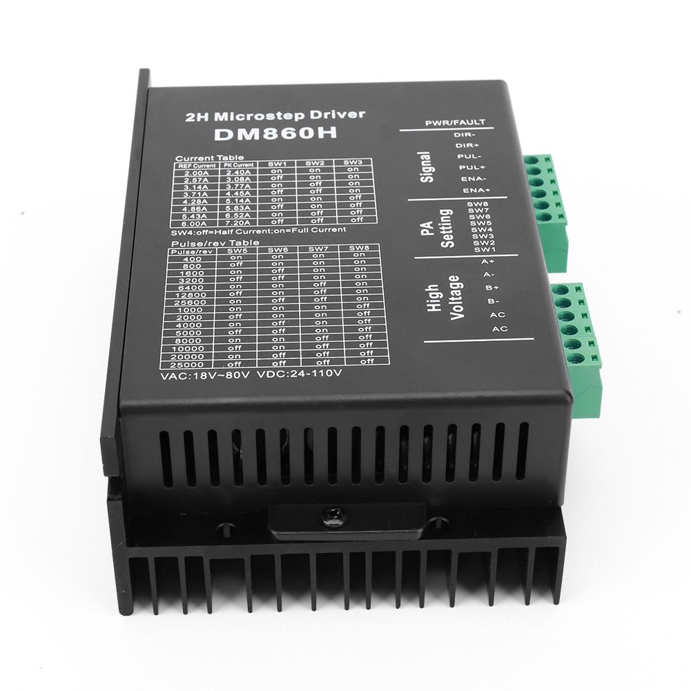 DM860H DM860 Steppermotorkontroller 0–200 kHz 2-faset stepperdriver AC18–80 V eller DC 24–110 V 2 A–7,2 A 2 H for Nema34 steppermotor