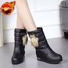 Leather Waterproof Chunky Half High Women's Snow Boots Winter Fleece-lined Fashion 2025 Novelty Designer Luxury Hot Ladies Shoes
