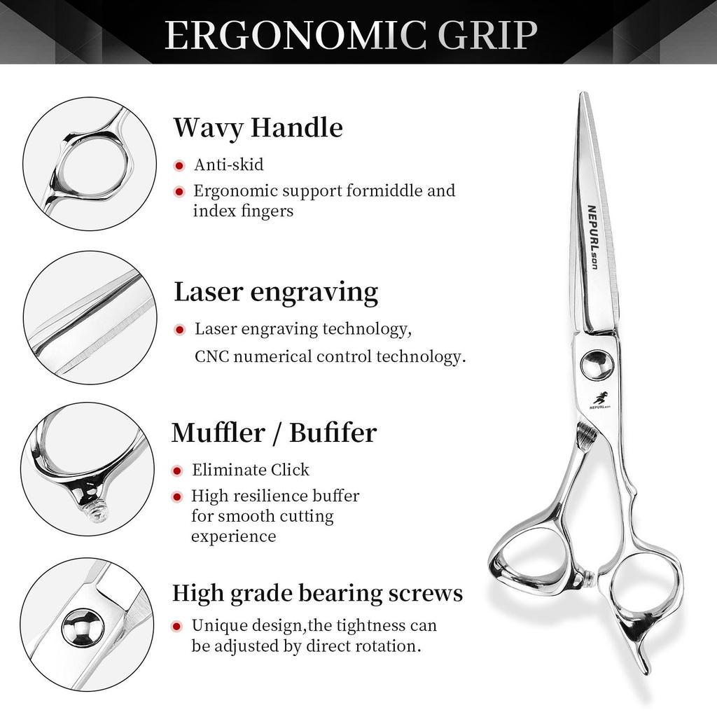6.0 Inch Silver Hairdressing and Barber Scissors with Straight and Bangs Teeth