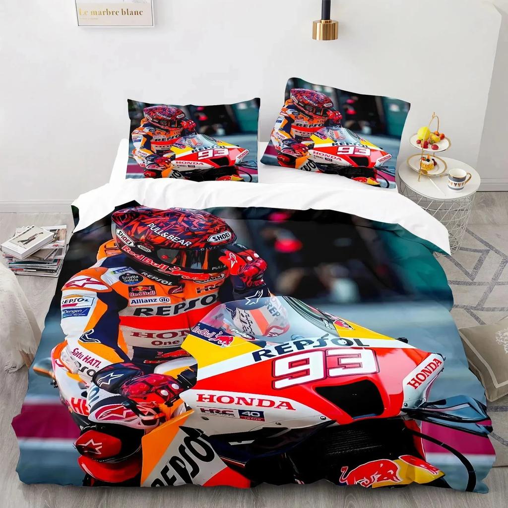 Druk 3D Marc Marquez 93 Pościel Zestaw Poszewka na Kołdrę Rozmiar Królewski Królowej Chłopcy Dorośli Pościel Kołdra Poszewka na Poduszkę