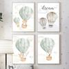 Horkovzdušný balón Auto Medvěd Králík Slon Sen Nástěnné umění Plátno Malba Plakáty a tisky Obrázek Dětský pokoj Dekorace