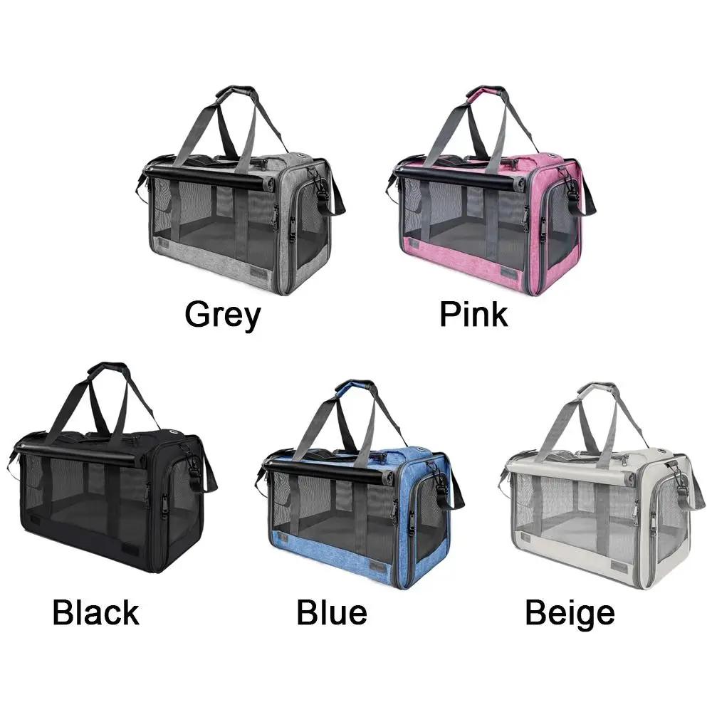 Oxford Cloth Cat Carrier Handbag Soft Sided Breathable Cat Transport Bag Large Capacity Waterproof Pet Carrier