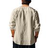 Men's Loose Casual Cotton And Linen Drawstring Collared Shirt Top