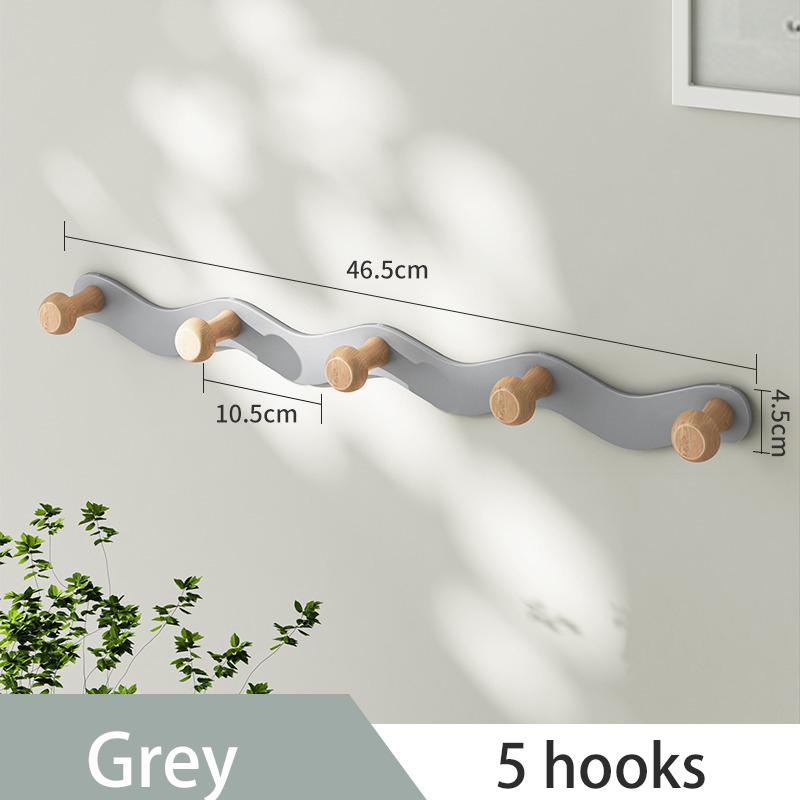 Punch-Free Wave Shape Hook On The Door Iron Raw Wood Living Room Hanging Clothes Hook Bedroom On The Door Wall Clothes Storage