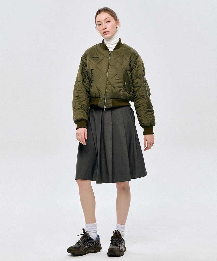 Le Sonnet Classic Pleated Wool Skirt Grey
