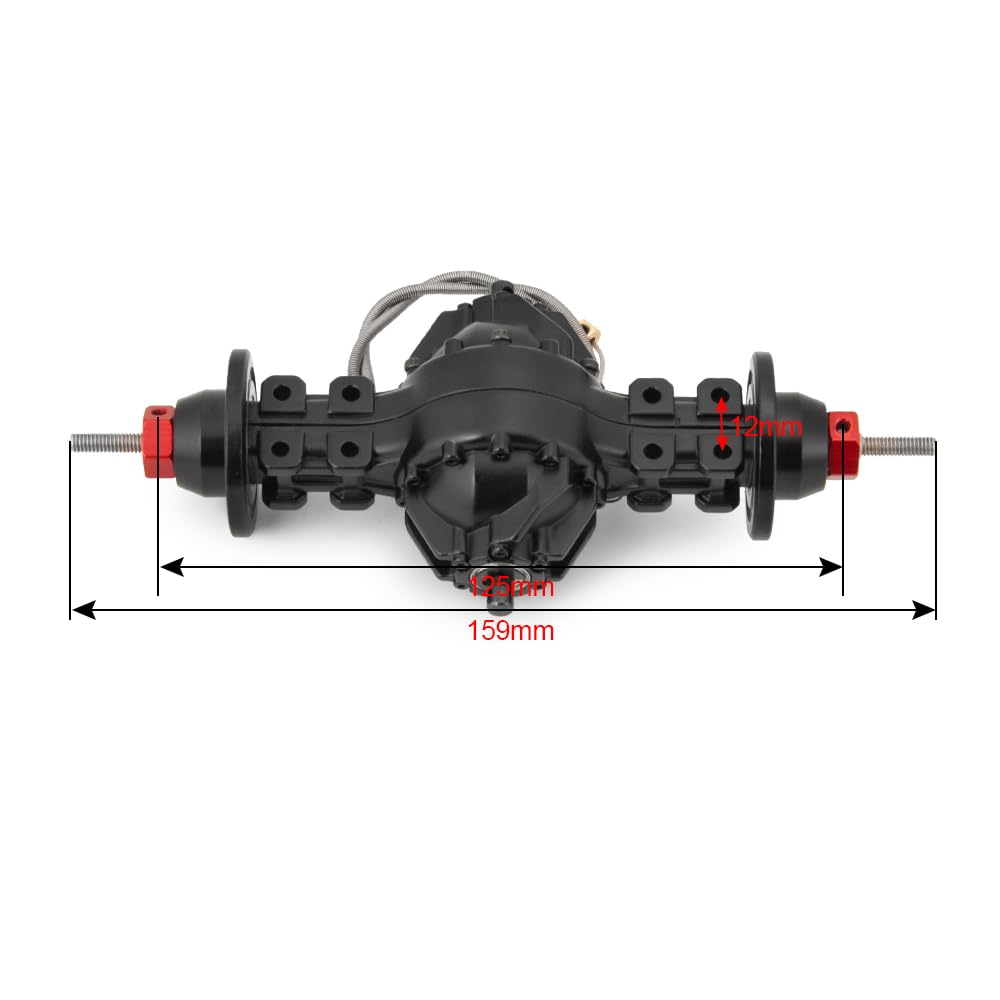TRZX Metall Vorder- und Hinterachse mit Durchgangsachse Aufrüstteile für Tamiya 1/14 RC Sattelzug Zugmaschinen (Hinterachse)