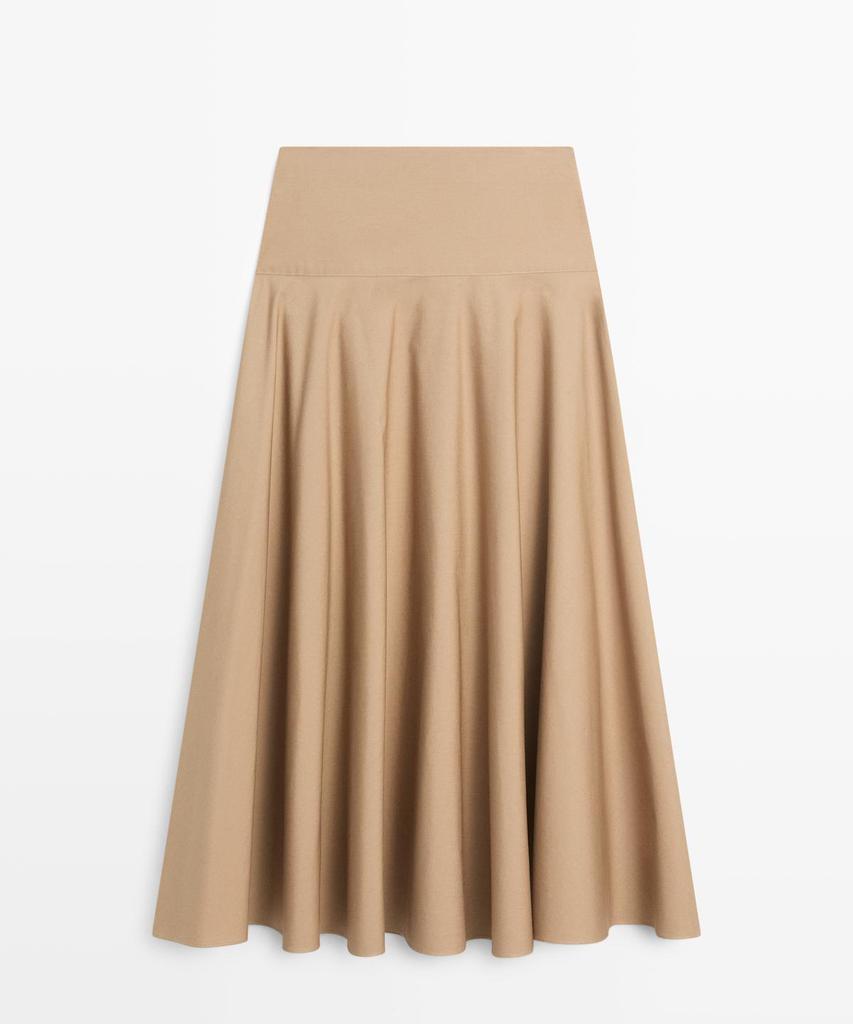 Masimodutti Yoke Detail Flounced Midi Skirt