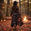 Women's Vintage Rose Print Wrap Dress with Ruched Waist and Lace Trim for Casual Wear