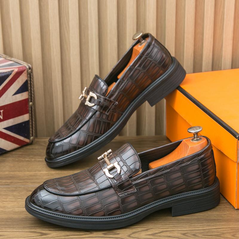 

Мужские повседневные кожаные туфли в британском стиле, остроносые, деловые, на одном педальном покрытии, для ленивых, лоферы Doudou из кожи 44