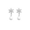 Autumn and winter sweet snowflake pearl earless earrings temperament simple high-end stud earrings long versatile fashion earrings