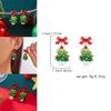 Festive Holiday Earrings Women Alloy Red Bow Christmas Tree Jewelry With Sparkle For Seasonal Wear
