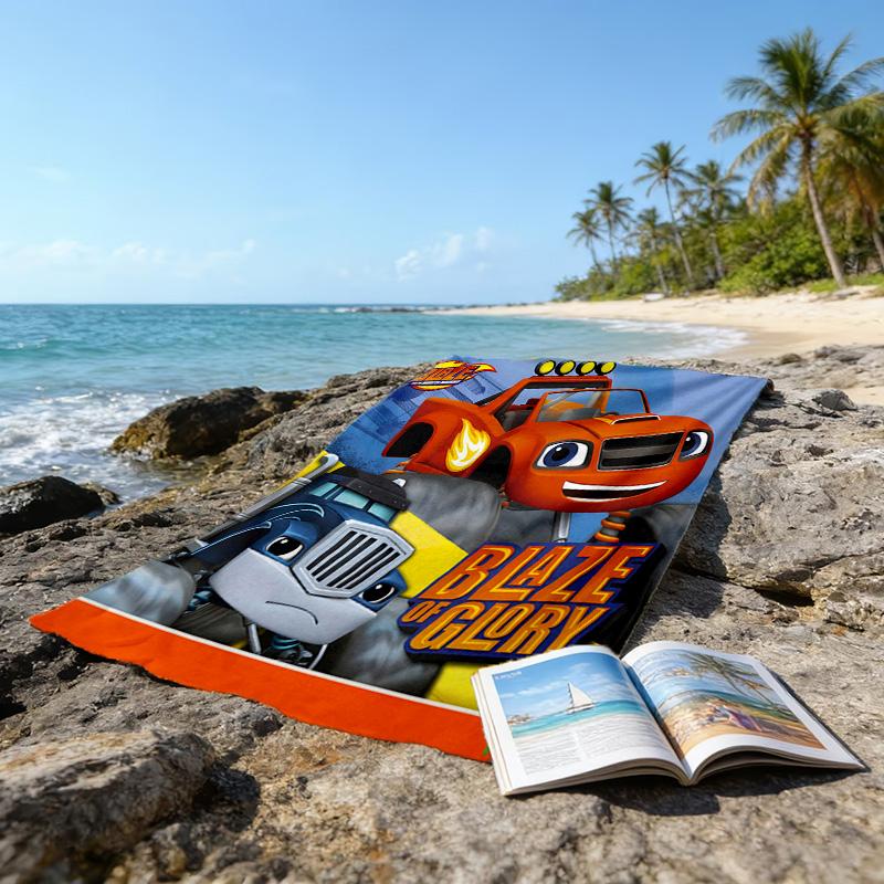 1 Stück Blaze und die Monster-Maschinen (4) Strandtuch, Strand- und Meeresufer-Schwimmbadausstattung, Modisches Muster, Rechteckig, Reiseutensilien