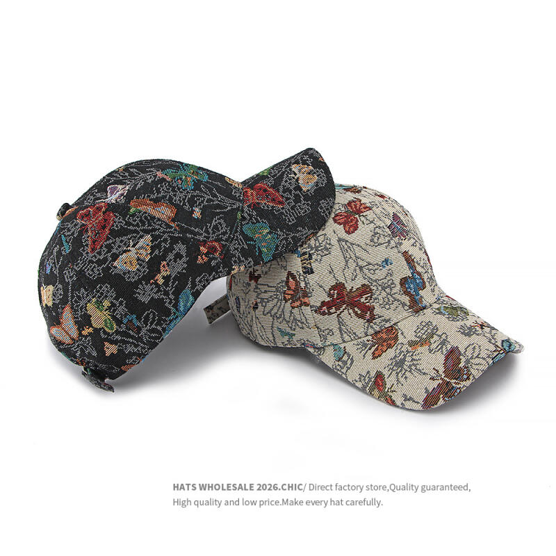 Unisex Butterfly Print Baseball Cap Adjustable Cotton Sun Hat for Men Women Outdoor Sports