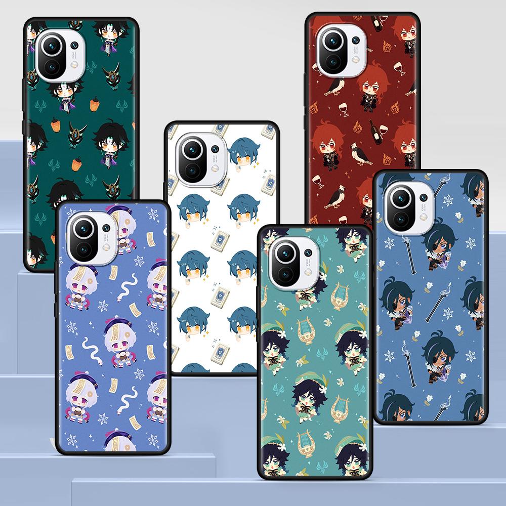 

Cartoon Genshin Impact Case for Xiaomi Mi 11 Ultra 11T 10T 9T Pro Note 10 A2 9 8 Lite A3 CC9E 10S CC9 A1 Black Soft Phone Cover Xiaomi 11T(11T Pro)