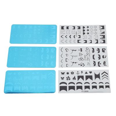3 Set Nail Art Stamping Plates Stainless Steel Protective Blue Film Different Patterns Fingernails
