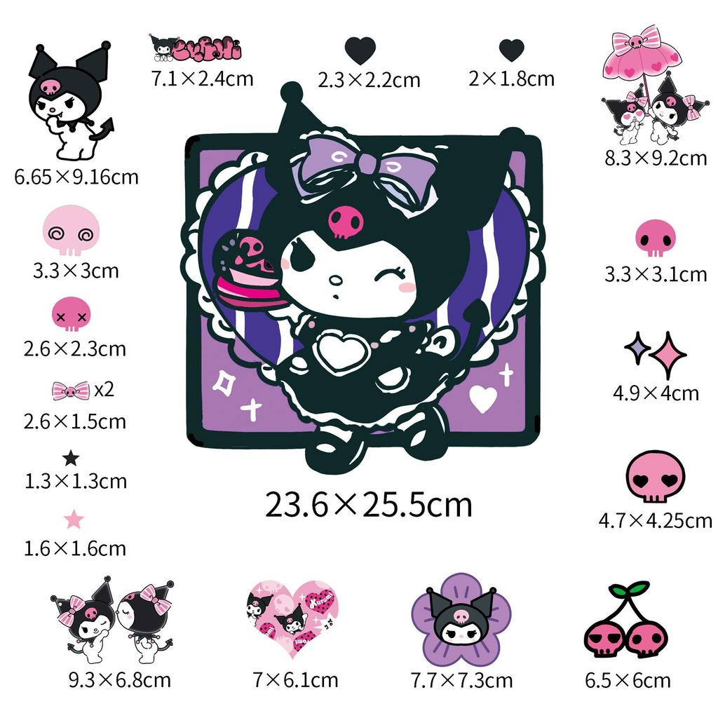 Extra Large Kuromi Sanrio Sticker Sheet for Suitcases - Japanese Anime Cartoon Design