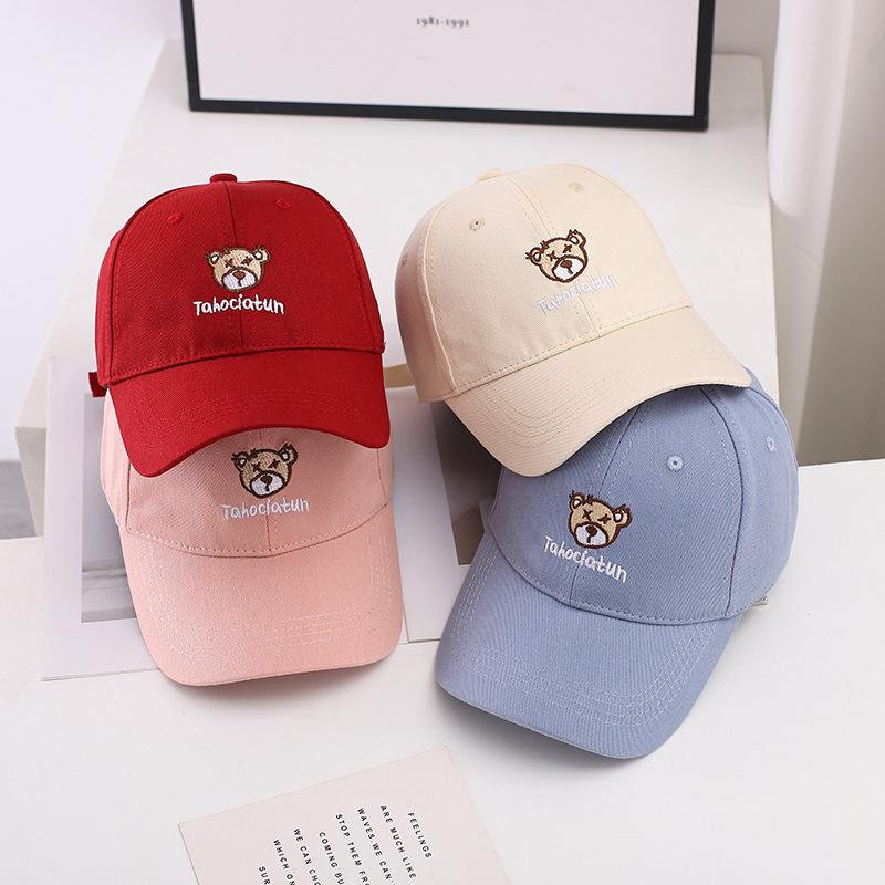 Baseball Cap Spring And Autumn Women'S Hard Top Fashion Men'S Cap Casual Bear Embroidered Hat Shade Summer