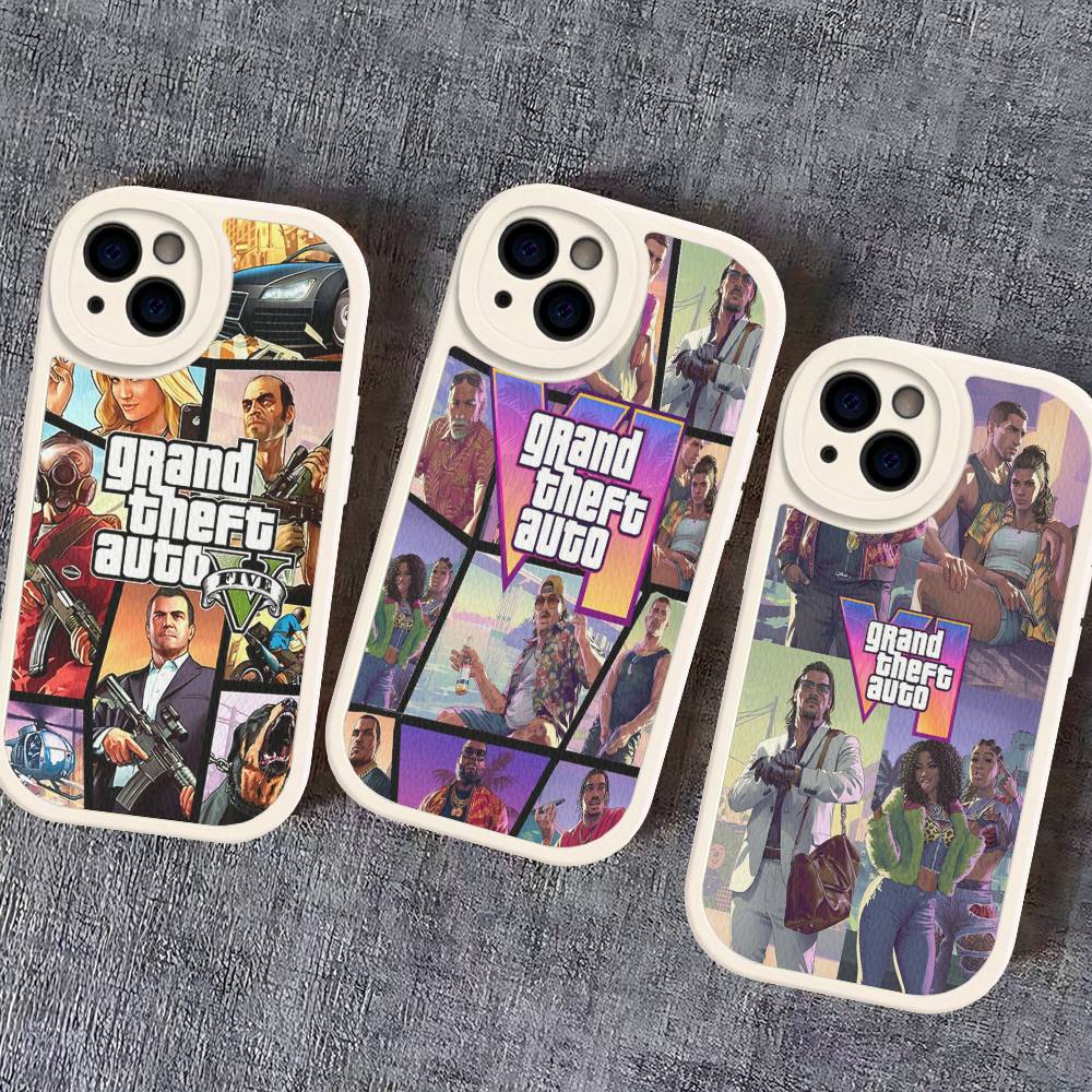 D-Decor T-Theft A-Auto G-GTA Joc Video Carcasă Telefon Piele Dură Pentru IPhone 14 13 16 Mini 15 14 11 12 Pro Max Plus Fundas
