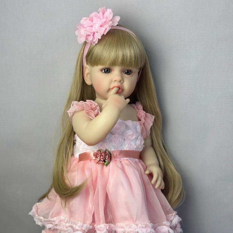 

Реалистичная кукла из силикона с полным телом Betty Reborn Girl 22 дюйма, кукла для новорожденных с длинными прямыми волосами, которую можно поместить в воду, малышка Bebe Blonde Hair Doll