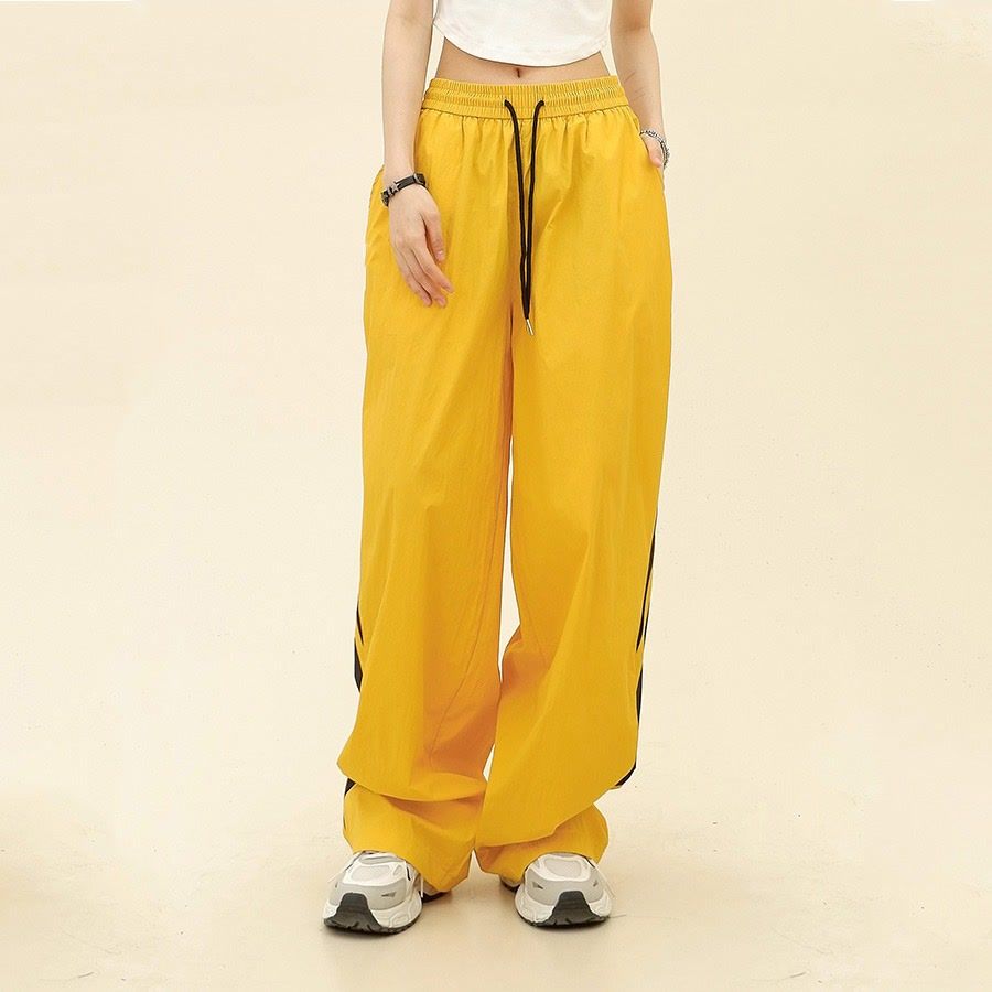 Spring and Summer Dopamine Color-blocking Casual Pants for Men's New Loose American Fashion Sports Wide-leg Pants