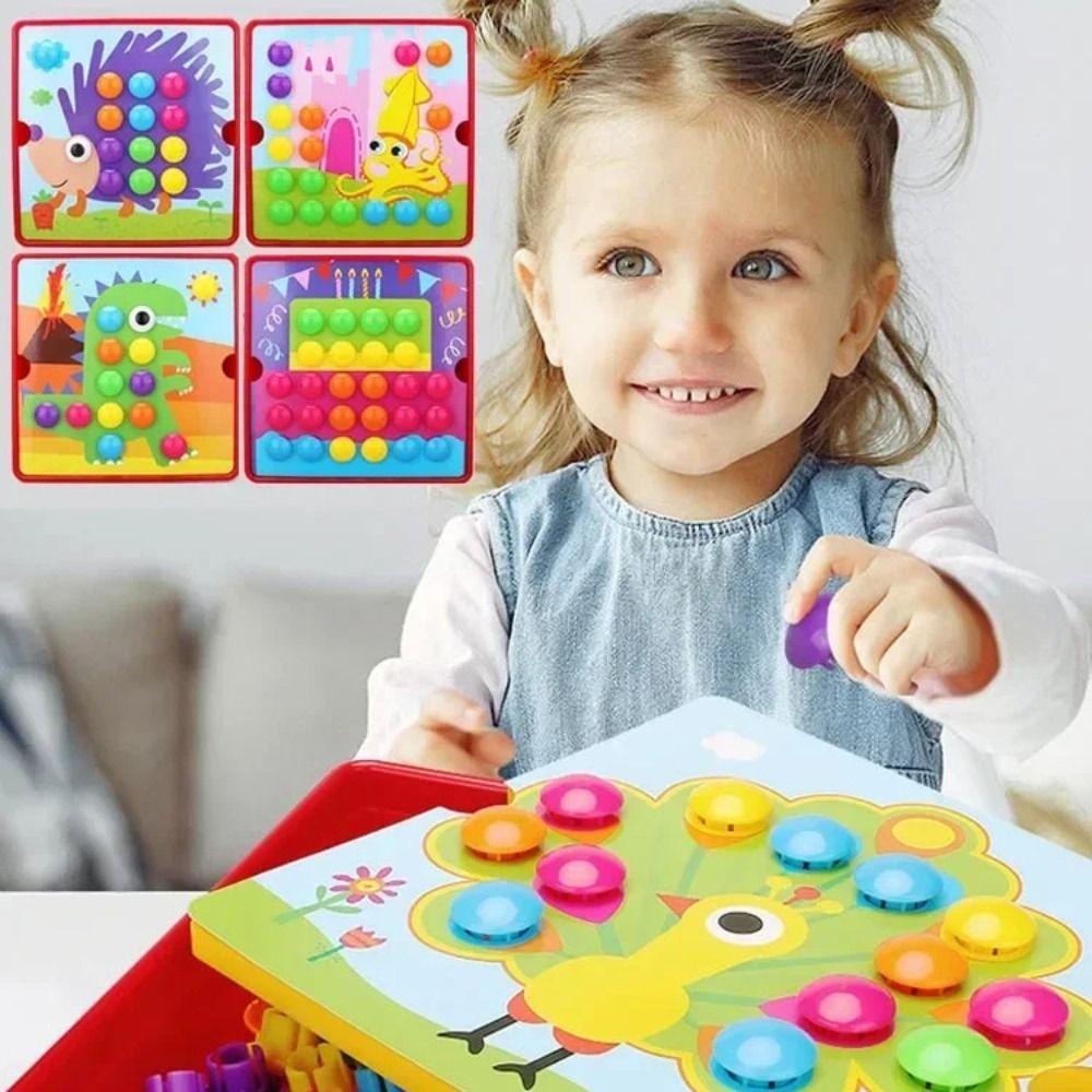 Cute Mushroom Nail Puzzle Toy 3D Color Matching Puzzles Lovely Early Education Toy  Children Gift
