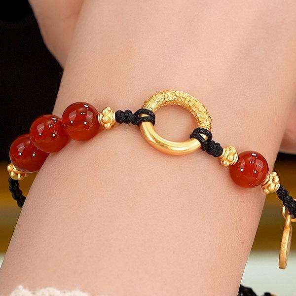 Embrace Happiness Natural Hetian Jade Agate Bracelet for Women, Summer Couple's Style, a Pair, Qixi Festival Gift for Girlfriend