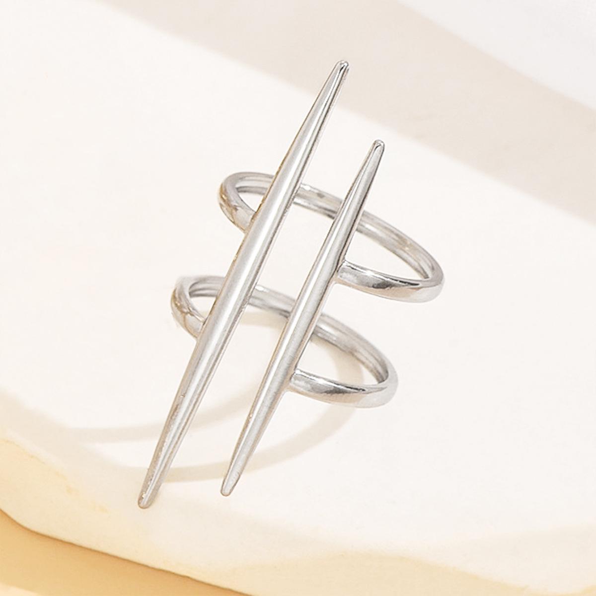Geometric Stainless Steel Punk Open Ring - High-End Index Finger Accessory