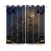 2pcs/set Horror Halloween Window Curtain Full Moon Night Tomb Iron Gate Back Room Home Bedroom Decor Blackout Polyester Curtains