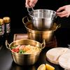 Korean Style Double Ear Stew Pots with Wooden Lid Stainless Steel Saucepan Ramen Pot Kitchen Cookware for Gas Induction Cooker