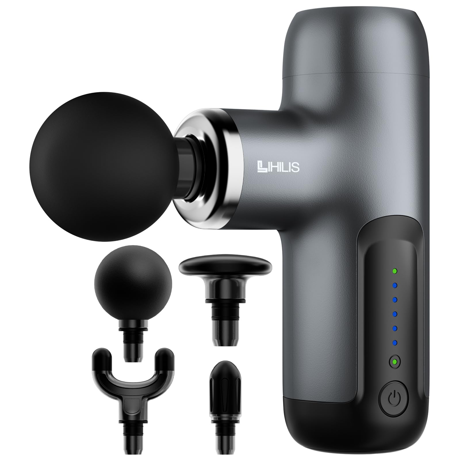 

Fascia Release Gun Последняя акция Lihilis Handy AI Auto Mode 6 уровней Сильная вибрация 340 г Сверхлегкий Быстрая зарядка 4000 мАч Высокая емкость Использование для чёрный