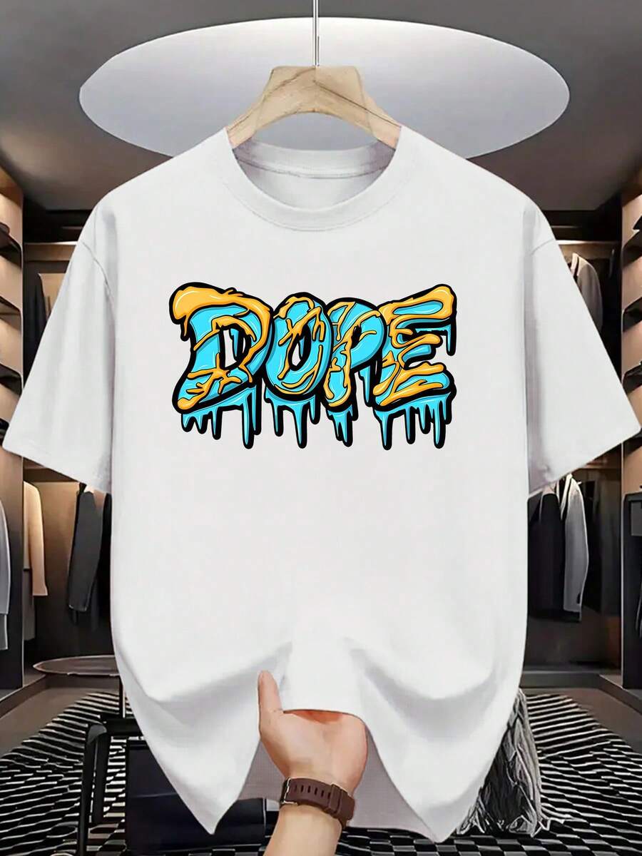 

Unisex s Casual Cotton T-Shirt With Vibrant Graffiti DOPE Print S