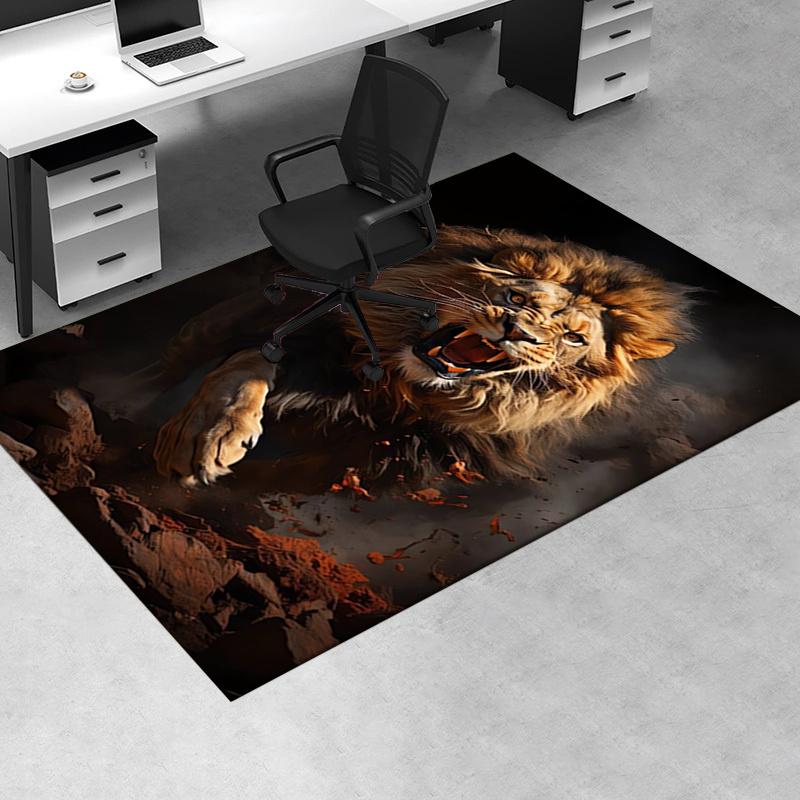 1pc Lion,Roar,Wildlife Office Carpet Soft Polyester Entrance Carpet Washable Non Slip Machine Washab