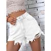Women's High Rise Denim Shorts Straight Fit Ripped Frayed Streetwear Jean Shorts
