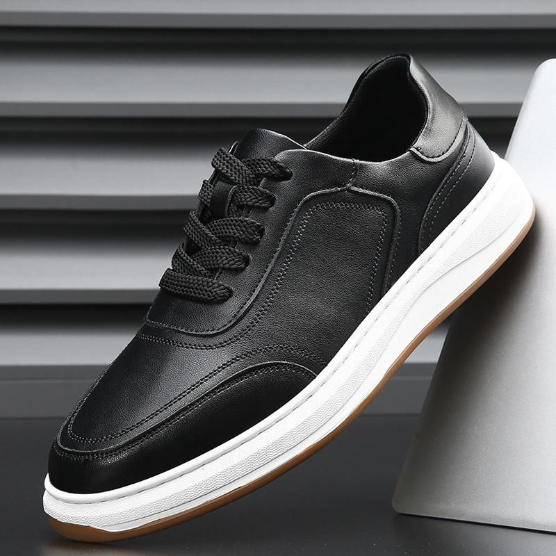 The first layer of cowhide autumn new versatile little white shoes men's leather breathable casual shoes men's trend thick baseplate shoes