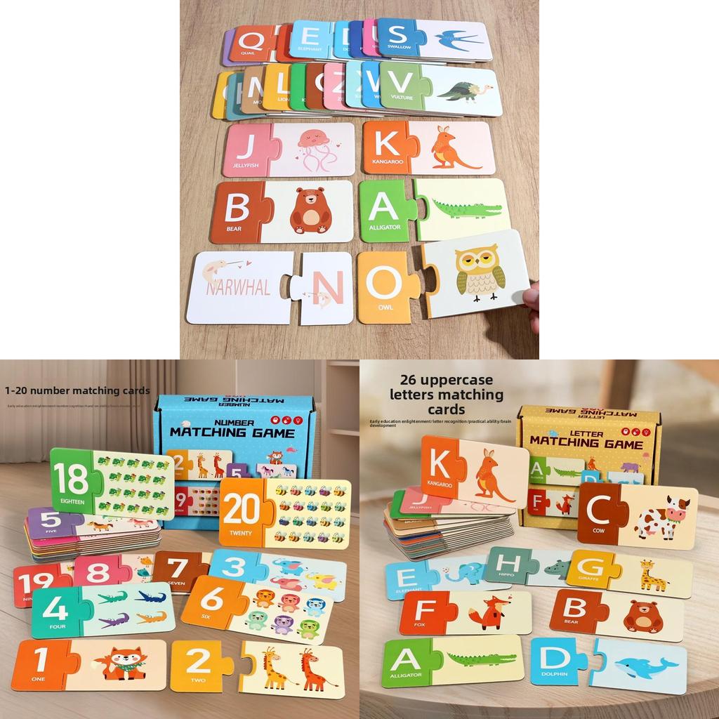 Wooden Alphabet And Number Matching Cards For Kids Educational Game For Early Learning