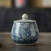Tea Can Box Ceramic Tea Storage Jar Vintage Blue and White Cracked Sealed Jar Household Moisture-proof Teas Caddies Ceramic Jar
