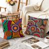 Colorful Vivid Circle Pattern Cushion Cover Durable Hypoallergenic Organic Linen Short Pillow Cover Washable